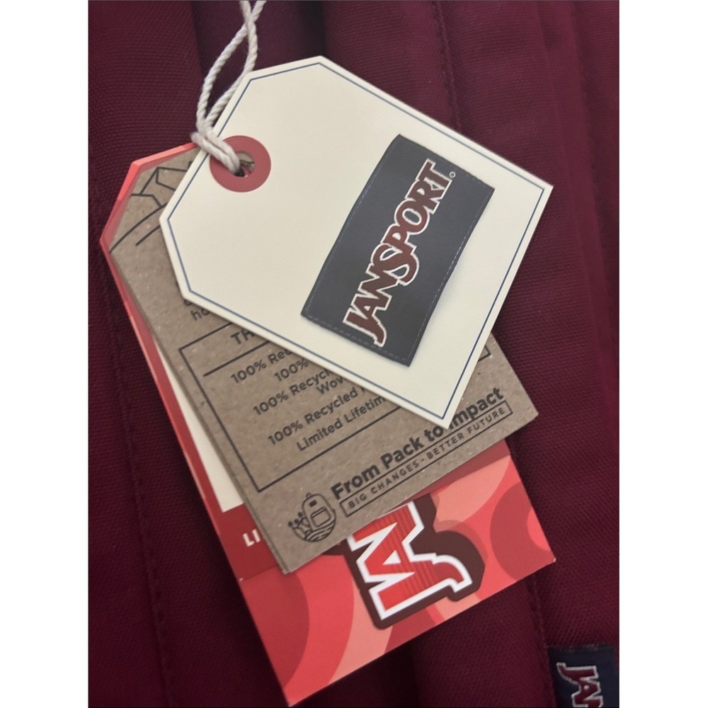 Jansport Maroon Cross Town Backpack Plus Laptop Sleeve 15" School Travel NEW - Picture 15 of 16